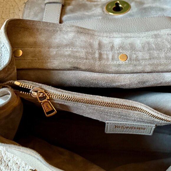 Yves Saint Laurent Muse Two Hand Bag Tote Bag Gray Beige - Picture 4 of 12